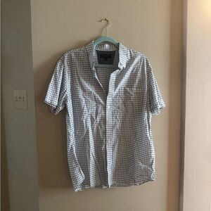 Banana Republic Men's Blue and White Plaid Shirt